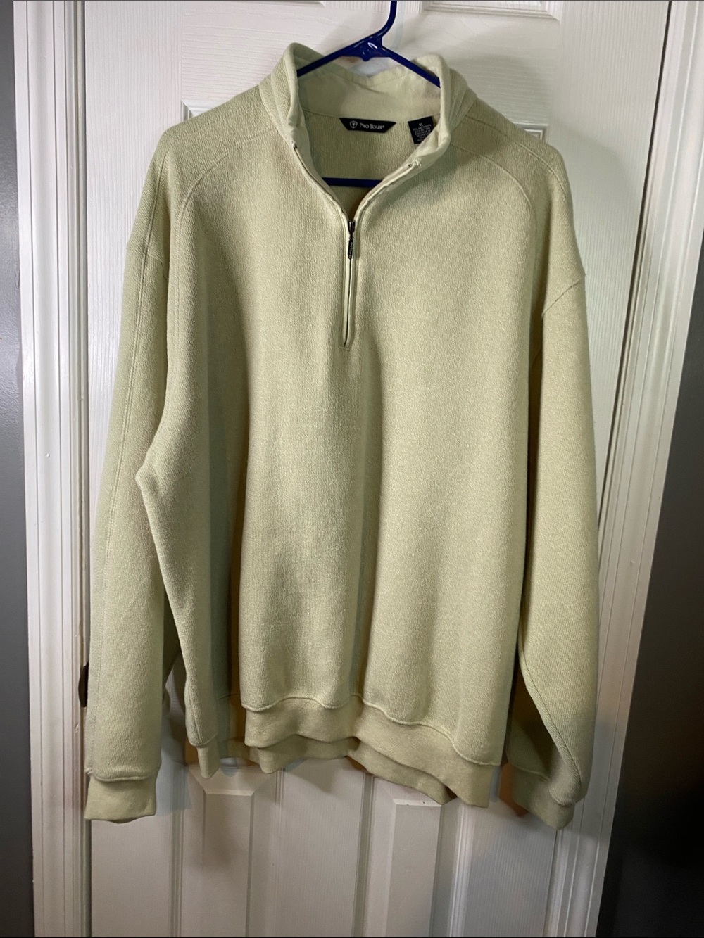 Pro Tour Men's Quarter-Zip Fleece Pullover in Light Tan Size XLarge Golf